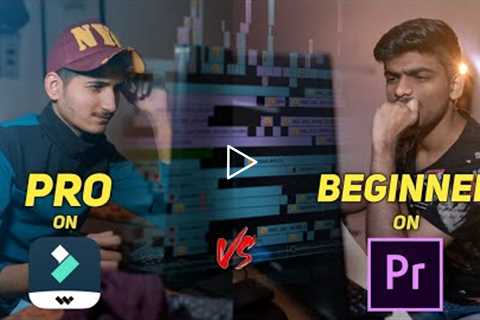 Beginner on Adobe Premiere VS. Pro on Filmora - Editing Challenge!! (Hindi)