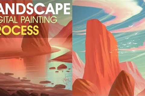 Landscape Digital Painting For Beginners | Photoshop Art Tutorial | From Sketch To Final Image