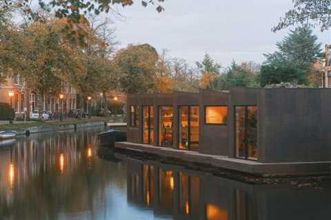 This sustainable floating home is made entirely of wood