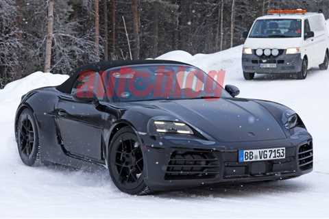 Porsche 718 Boxster EV drops camo, shows new headlight design