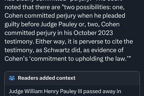 Jonathan Turley Says Judge Pauley Really Blasted Michael Cohen Yesterday, Except Judge Pauley’s..