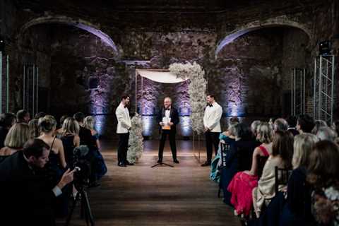 Timeless Black and White Battersea Arts Center Destination Wedding